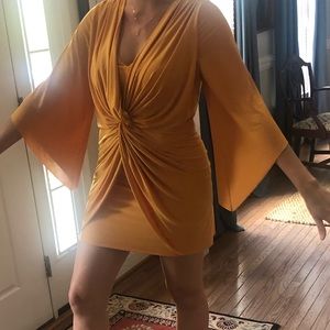 MISA Los Angeles gold cocktail dress like new